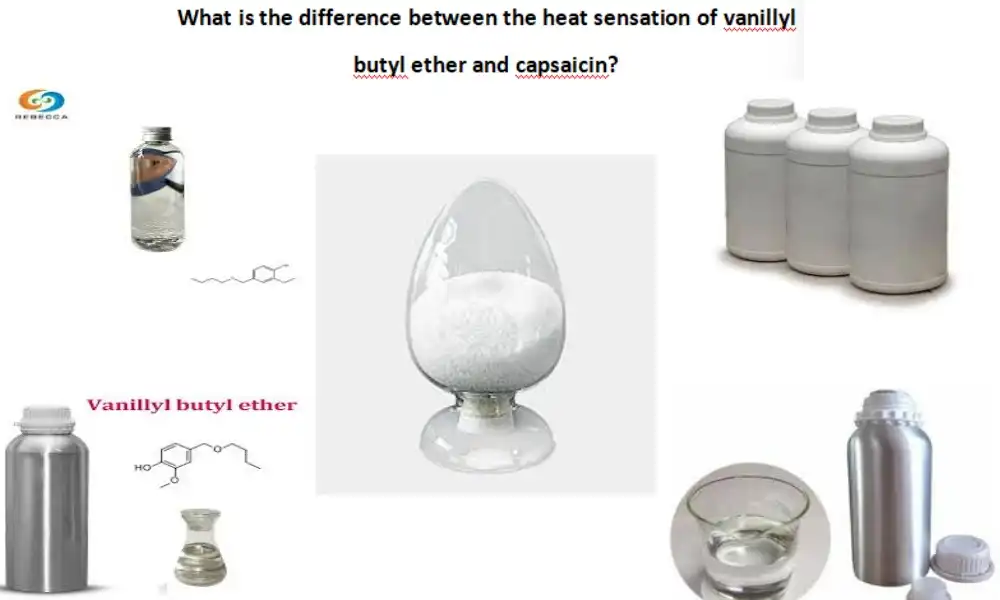 What is the difference between the heat sensation of vanillyl butyl ether and capsaicin?